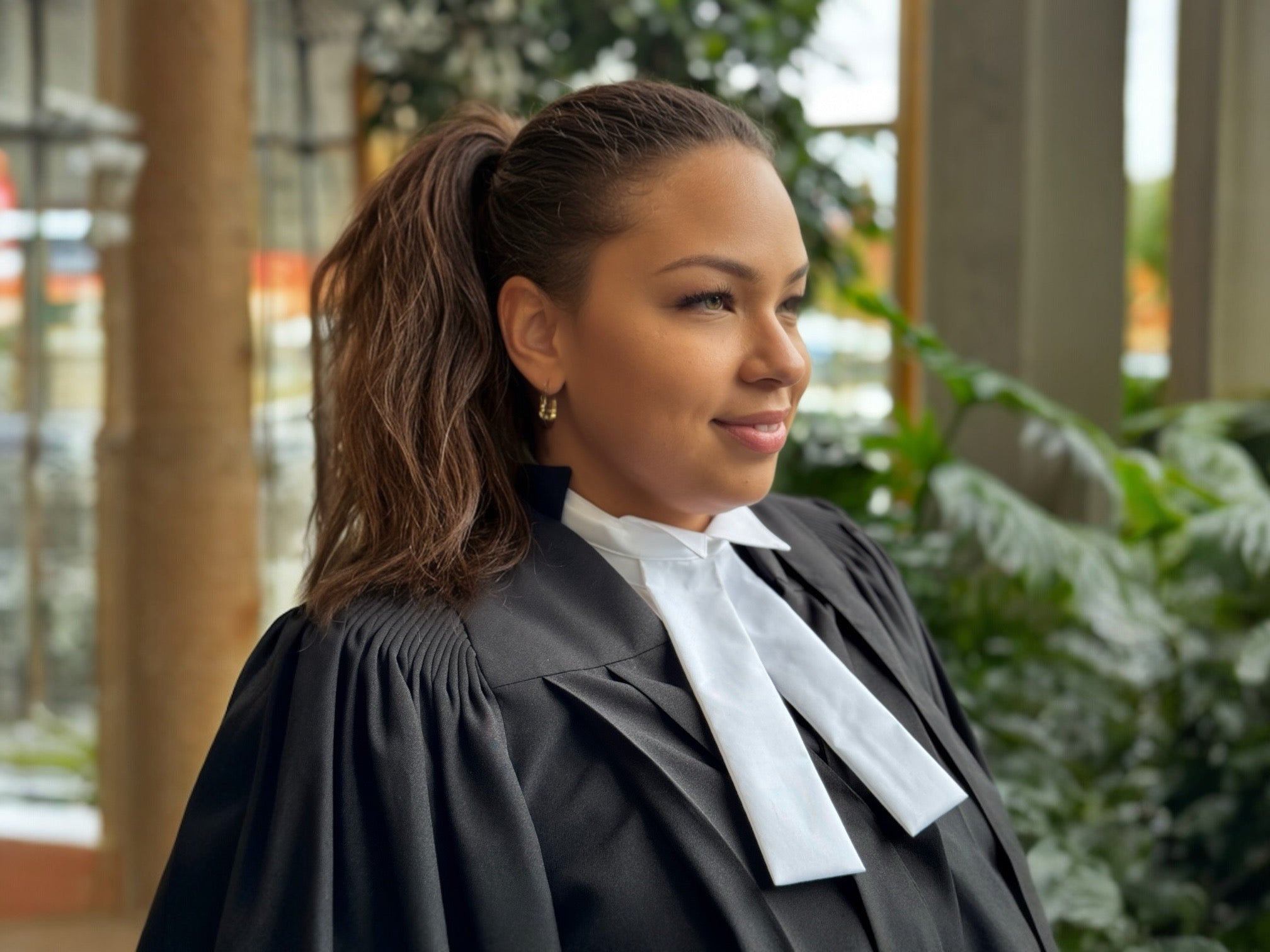 Woman in barrister robe at Call to the Bar ceremony Ontario