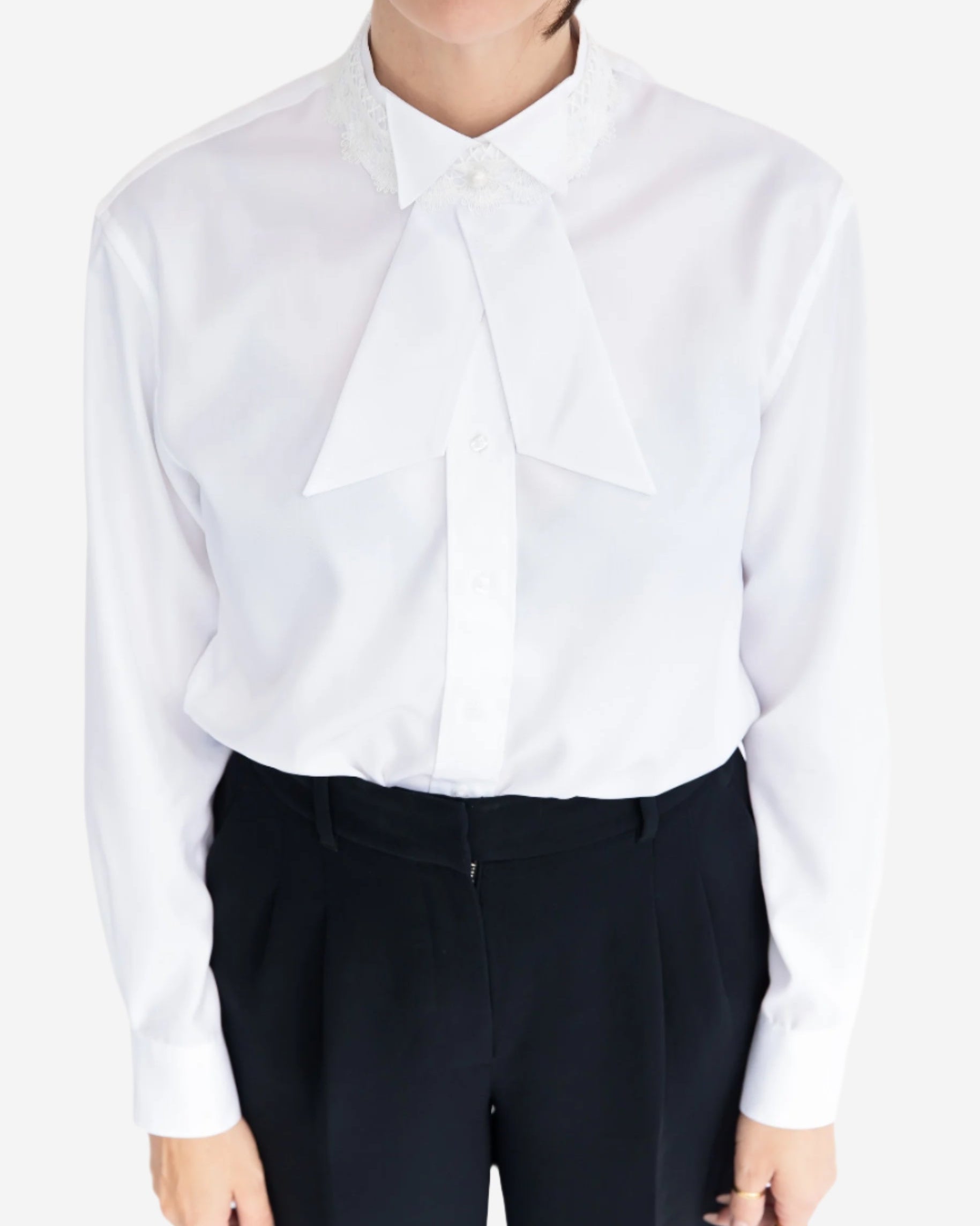 Women's barristers court shirt full view - crisp white cotton professional wear