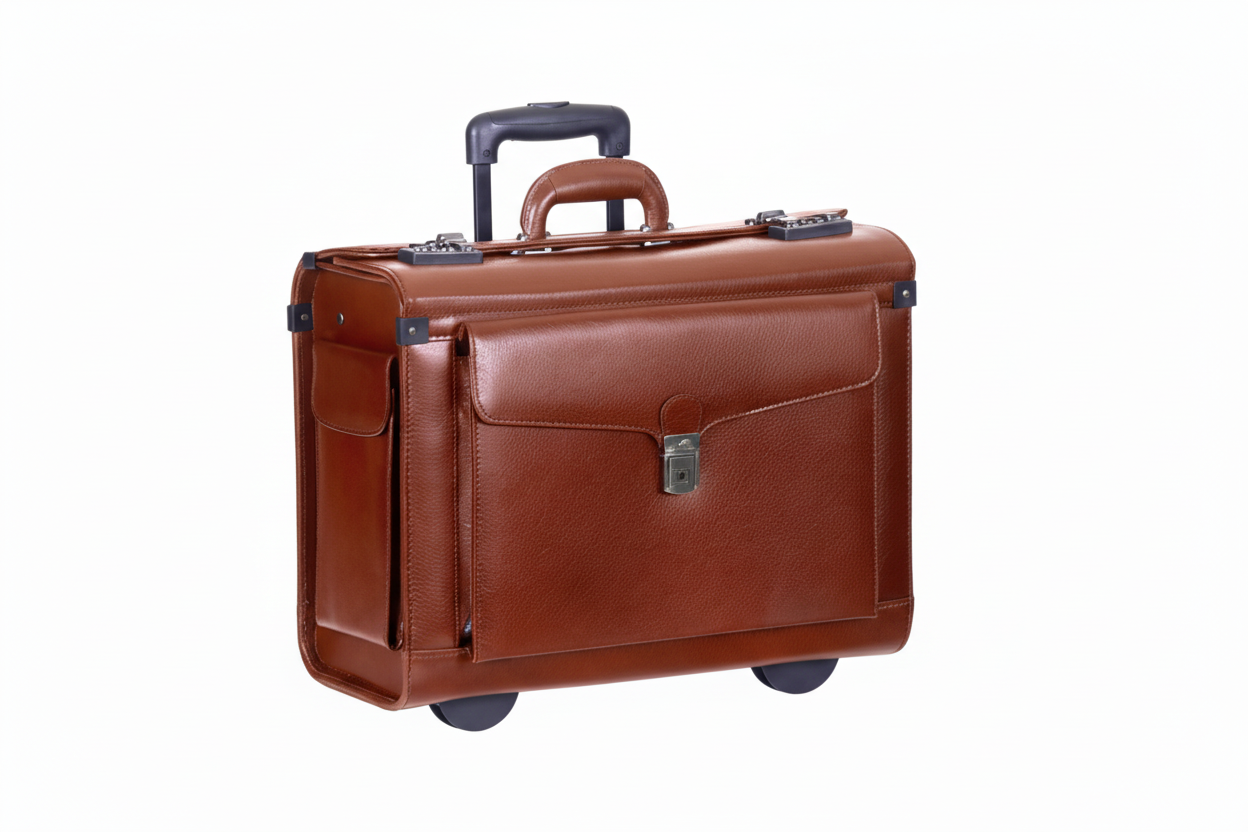 Cognac briefcase with white background